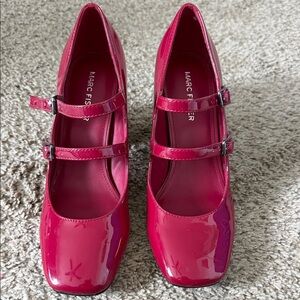 Marc Fisher Glossy Dark Red Double-Strap Heels